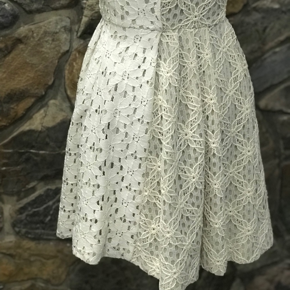RACHEL Rachel Roy two-tone lace cream dress 2 womens - Picture 5 of 8